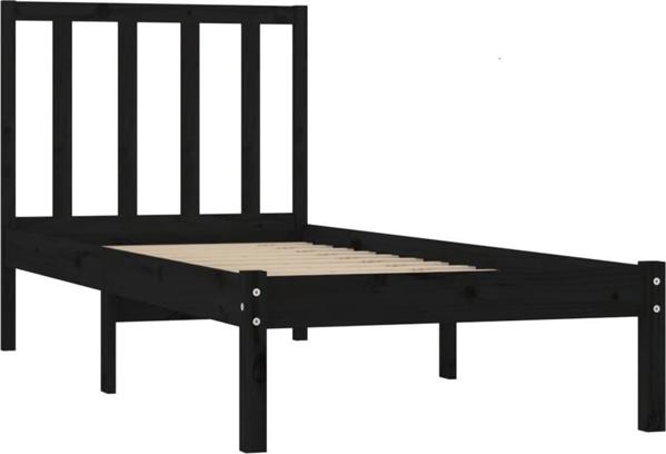 vidaXL Rama lozka z litego drewna sosnowego 75x190 cm czarna