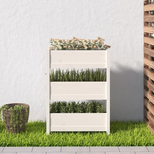 vidaXL Donica λευκή 77x25x104,5 cm από μασίφ πεύκο