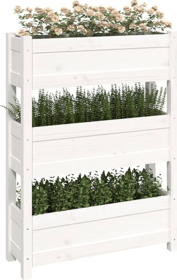 vidaXL Donica λευκή 77x25x104,5 cm από μασίφ πεύκο