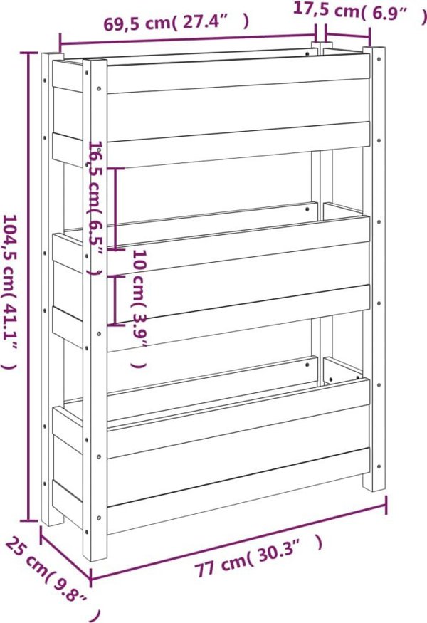 vidaXL Donica λευκή 77x25x104,5 cm από μασίφ πεύκο