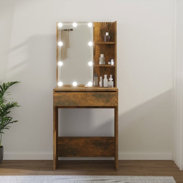 Toaletka z LED przydymiony dab 60x40x140 cm