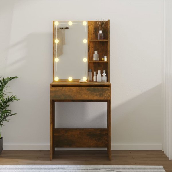 Toaletka z LED przydymiony dab 60x40x140 cm