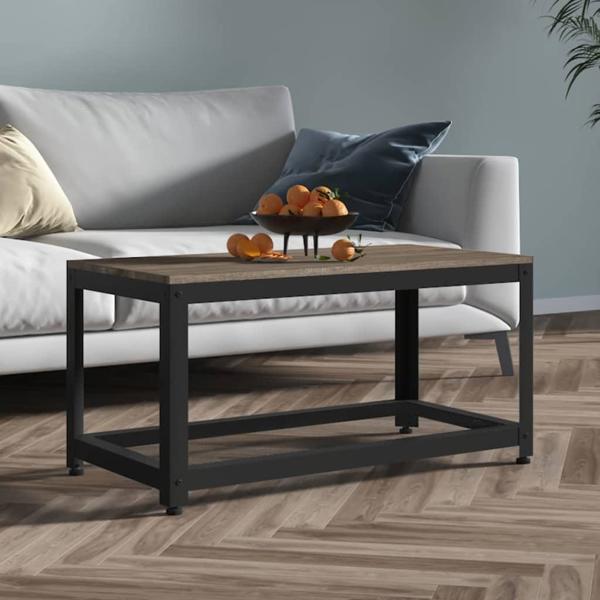 vidaXL Τραπεζάκι καφέ γκρι-μαύρο, 90x45x45 cm MDF και σίδερο
