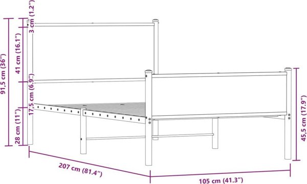 vidaXL Metalliko Krebati, xwris strwma, skoteinh drys, 100x200 cm
