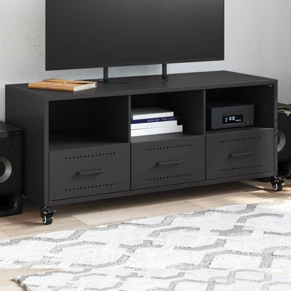 vidaXL Szafka RTV, czarna, 100,5x39x43,5 cm, stal