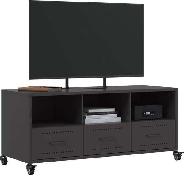 vidaXL Szafka RTV, czarna, 100,5x39x43,5 cm, stal