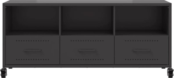vidaXL Szafka RTV, czarna, 100,5x39x43,5 cm, stal