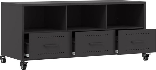 vidaXL Szafka RTV, czarna, 100,5x39x43,5 cm, stal