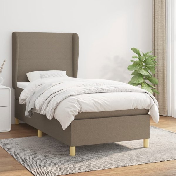 vidaXL Λουτζκο κοντινενταλ με στρωμα, taupe, υφασμα, 100x200 cm
