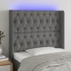 vidaXL Προσκέφαλο για κρεβάτι με LED, σκούρο γκρι, 103x16x118/128 εκ, ύφασμα