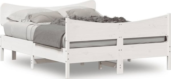 vidaXL Rama κρεβατιού χωρίς στρώμα, λευκή, 140x200 εκ, μασίφ πεύκο