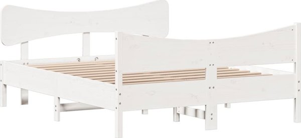 vidaXL Rama κρεβατιού χωρίς στρώμα, λευκή, 140x200 εκ, μασίφ πεύκο