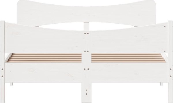 vidaXL Rama κρεβατιού χωρίς στρώμα, λευκή, 140x200 εκ, μασίφ πεύκο