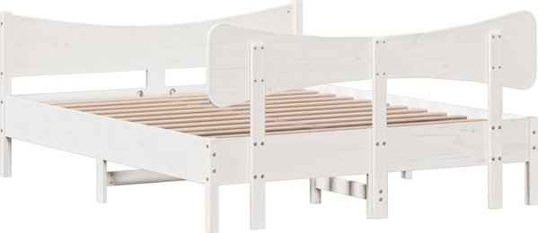 vidaXL Rama κρεβατιού χωρίς στρώμα, λευκή, 140x200 εκ, μασίφ πεύκο
