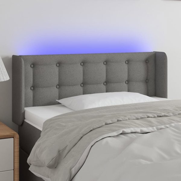 vidaXL Κεφαλάρι κρεβατιού με LED, σκούρο γκρι, 83x16x78/88 εκ., ύφασμα
