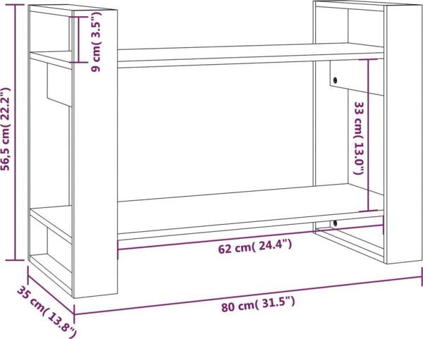 vidaXL Ραφιέρα/διαχωριστικό μπεζ καφέ 80x35x56,5 cm πεύκο