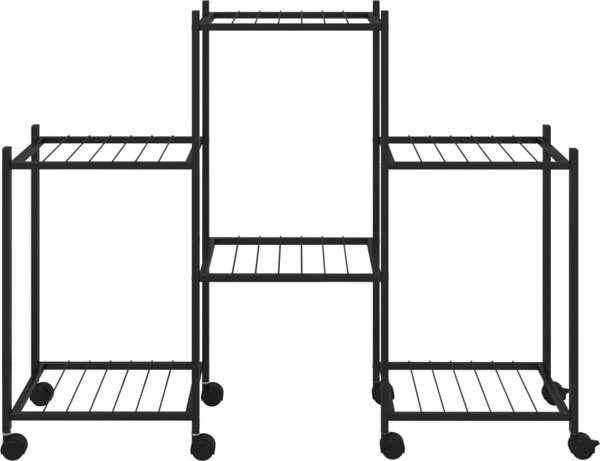 vidaXL Μαύρος σταντ για λουλούδια με ρόδες, 83x25x63,5 cm, σιδερένιος