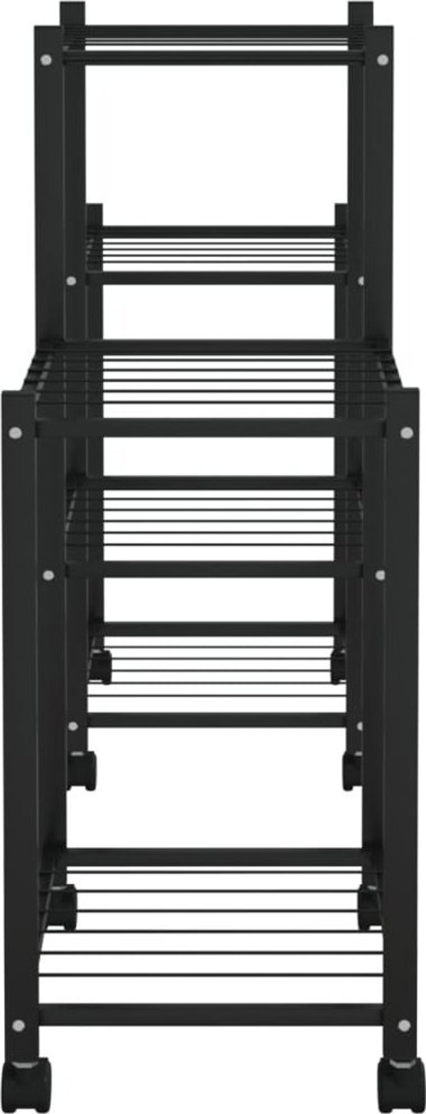 vidaXL Μαύρος σταντ για λουλούδια με ρόδες, 83x25x63,5 cm, σιδερένιος