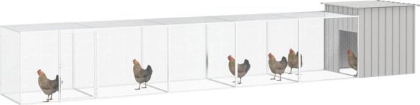vidaXL Kλουβί για κοτόπουλα, γκρι, 600x91x100 cm, ατσάλι