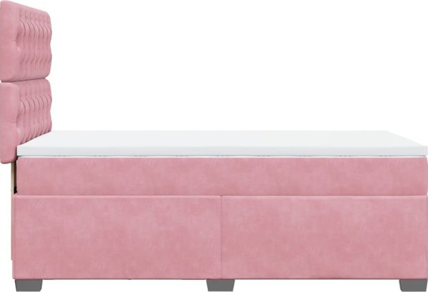 vidaXL Κρεβάτι Continental με Στρώμα, Ροζ Βελούδο, 90x190 cm
