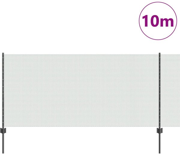 vidaXL Σετ Περίφραξης από Ατσάλι, 10 Πασσαλάκια U-Channel 100 cm και Εξαγωνικός Φράχτης 1x10 m, Γκρι