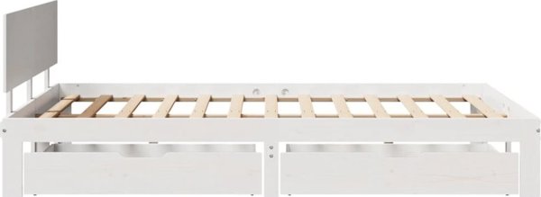 vidaXL Rama κρεβατιού με συρτάρια, λευκή, 160x200 εκ., συμπαγές πευκόξυλο