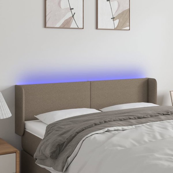 vidaXL Κεφαλάρι κρεβατιού με LED, taupe, 147x16x78/88 cm, υφασμάτινο