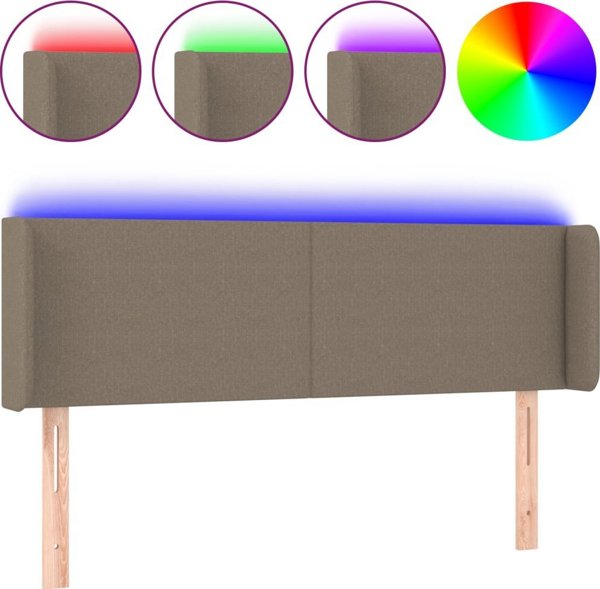 vidaXL Κεφαλάρι κρεβατιού με LED, taupe, 147x16x78/88 cm, υφασμάτινο