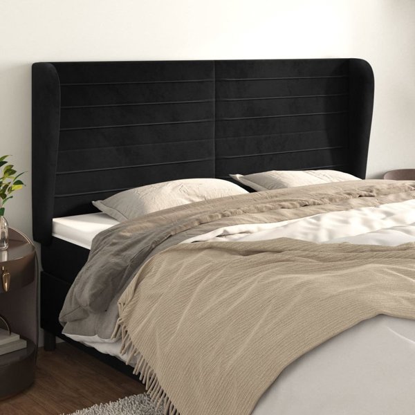vidaXL Προσκέφαλο Uszak, Μαύρο, 203x23x118/128 cm, Βελούδο