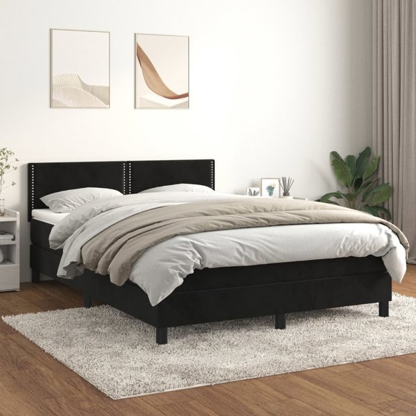 vidaXL Κρεβάτι Continental με Στρώμα, Μαύρο, 140x200 εκ, Βελούδινο
