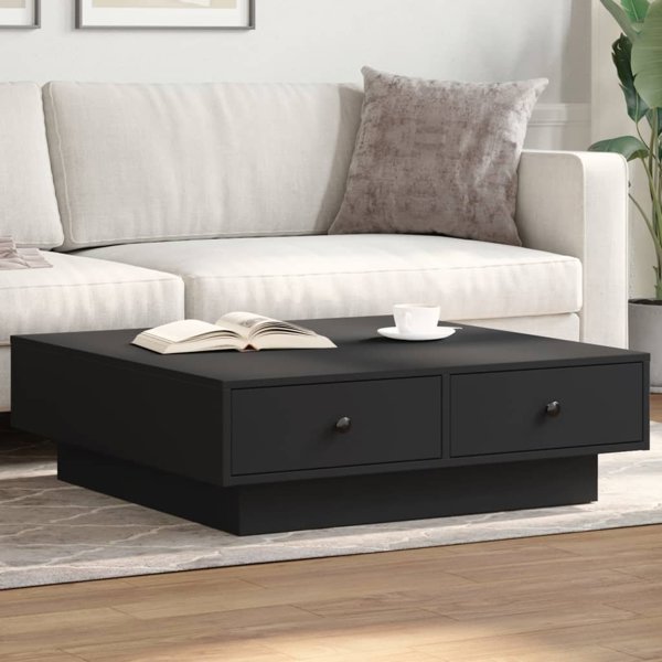 vidaXL Τραπεζάκι καφέ, μαύρο, 90x90x28 εκ., μοριοσανίδα