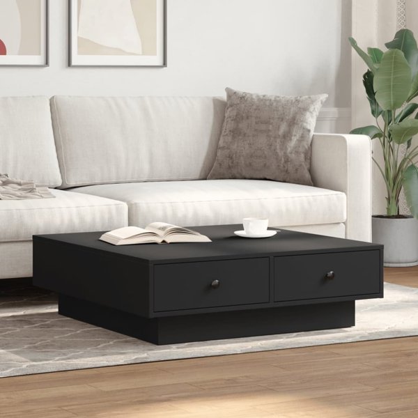 vidaXL Τραπεζάκι καφέ, μαύρο, 90x90x28 εκ., μοριοσανίδα