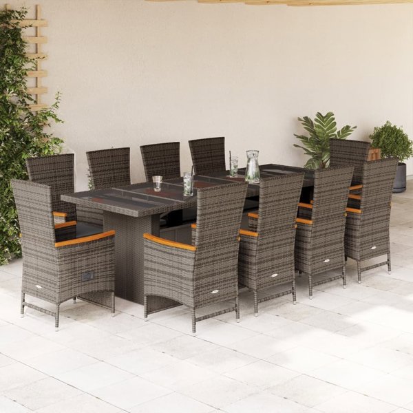 vidaXL vidaXL 11-cz. zestaw mebli do ogrodu, z poduszkami, szary rattan PE