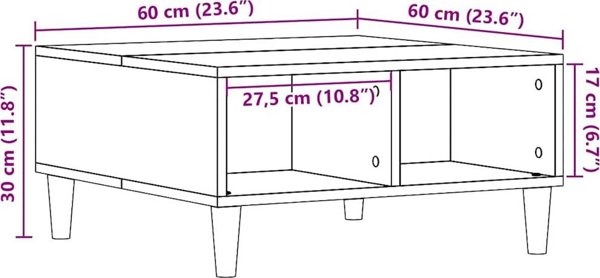 vidaXL vidaXL Stolik kawowy, stare drewno, 60x60x30 cm