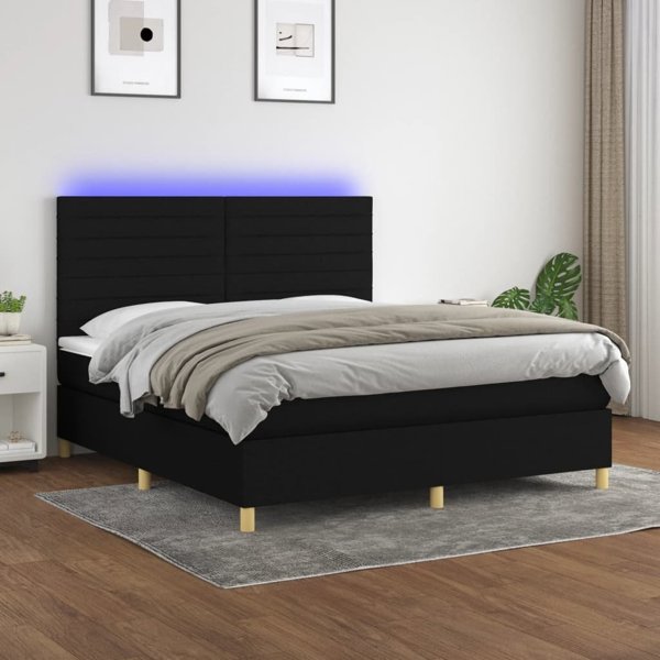 vidaXL Κρεβάτι Continental με στρώμα, μαύρο, 160x200 εκ., ύφασμα