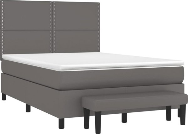 vidaXL Γκρι κρεβάτι κοντινεντάλ με στρώμα, 140x200 εκ, οικοδερμα