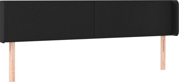 vidaXL Zaglowek do lozka z LED, czarny, 183x16x78/88 cm, sztuczna skora