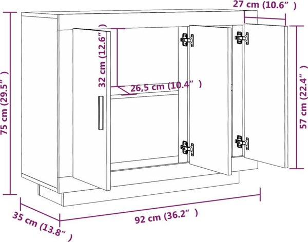 vidaXL Ντουλάπι, λευκό, 92x35x75 cm, από ξυλοτεχνικο υλικό