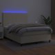 vidaXL Κρεβάτι κοντινεντάλ με LED, στρώμα, κρεμ οικολογικό δέρμα, 140x190 cm