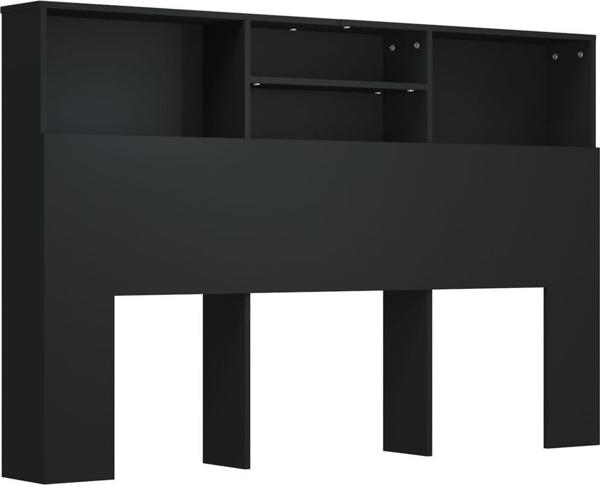 vidaXL Κεφαλάρι κρεβατιού με ράφια, μαύρο, 160x19x103,5 εκ.