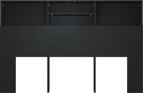 vidaXL Κεφαλάρι κρεβατιού με ράφια, μαύρο, 160x19x103,5 εκ.