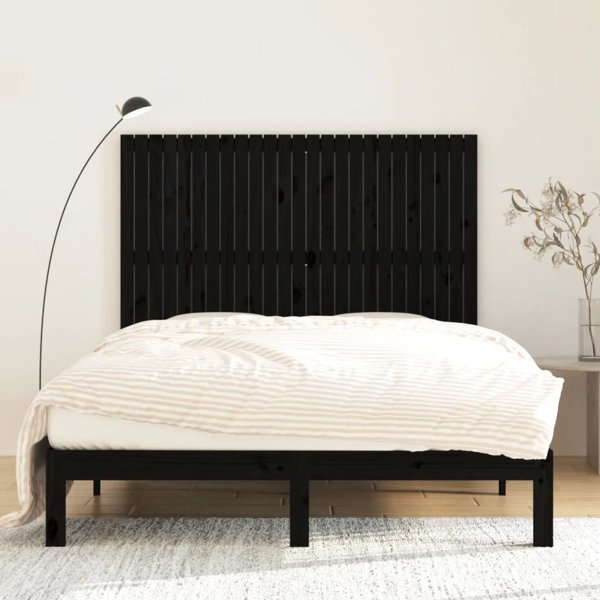 vidaXL Κεφαλάρι κρεβατιού, μαύρο, 159,5x3x110 cm, μασίφ πεύκο