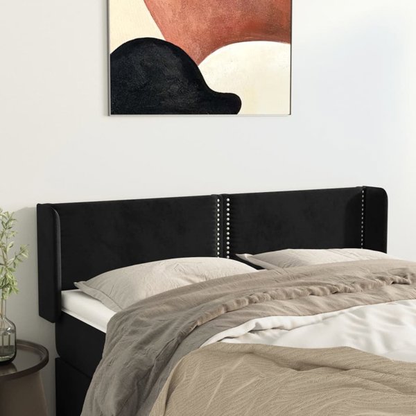 vidaXL Μαξιλάρι κεφαλής ουσακ, μαύρο, 147x16x78/88 cm, βελούδινο