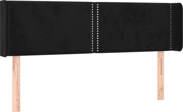 vidaXL Μαξιλάρι κεφαλής ουσακ, μαύρο, 147x16x78/88 cm, βελούδινο