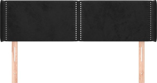 vidaXL Μαξιλάρι κεφαλής ουσακ, μαύρο, 147x16x78/88 cm, βελούδινο