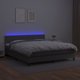 vidaXL Κρεβάτι κοντινεντάλ με στρώμα και LED, γκρι οικολογικό δέρμα, 180x200 cm