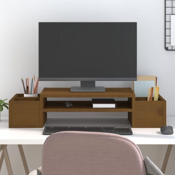 vidaXL Στήριγμα οθόνης, μέλι καφέ, 70x27,5x15 εκ., μασίφ πεύκο