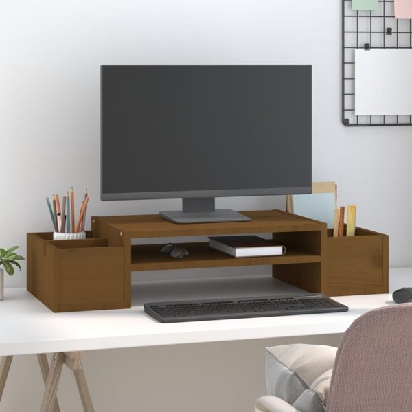 vidaXL Στήριγμα οθόνης, μέλι καφέ, 70x27,5x15 εκ., μασίφ πεύκο