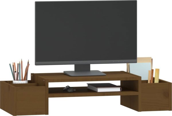 vidaXL Στήριγμα οθόνης, μέλι καφέ, 70x27,5x15 εκ., μασίφ πεύκο