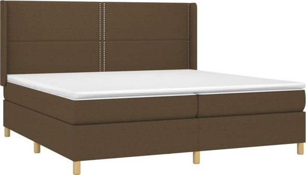 vidaXL Lozko kontynentalne z materacem brazowe 200x200 cm tkanina